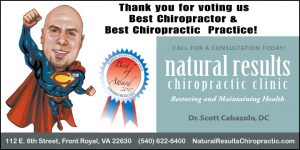 Natural Results Chiropractic was voted 2017's "best chiropractor" and "best chiropractic practice" in Front Royal and Warren County. Thanks to everyone who voted!